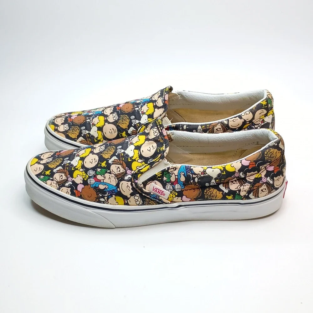 Vans x Peanuts Classic Slip On Charlie Brown Gang Mens 9.5 Womens 11 Shoes A4‎